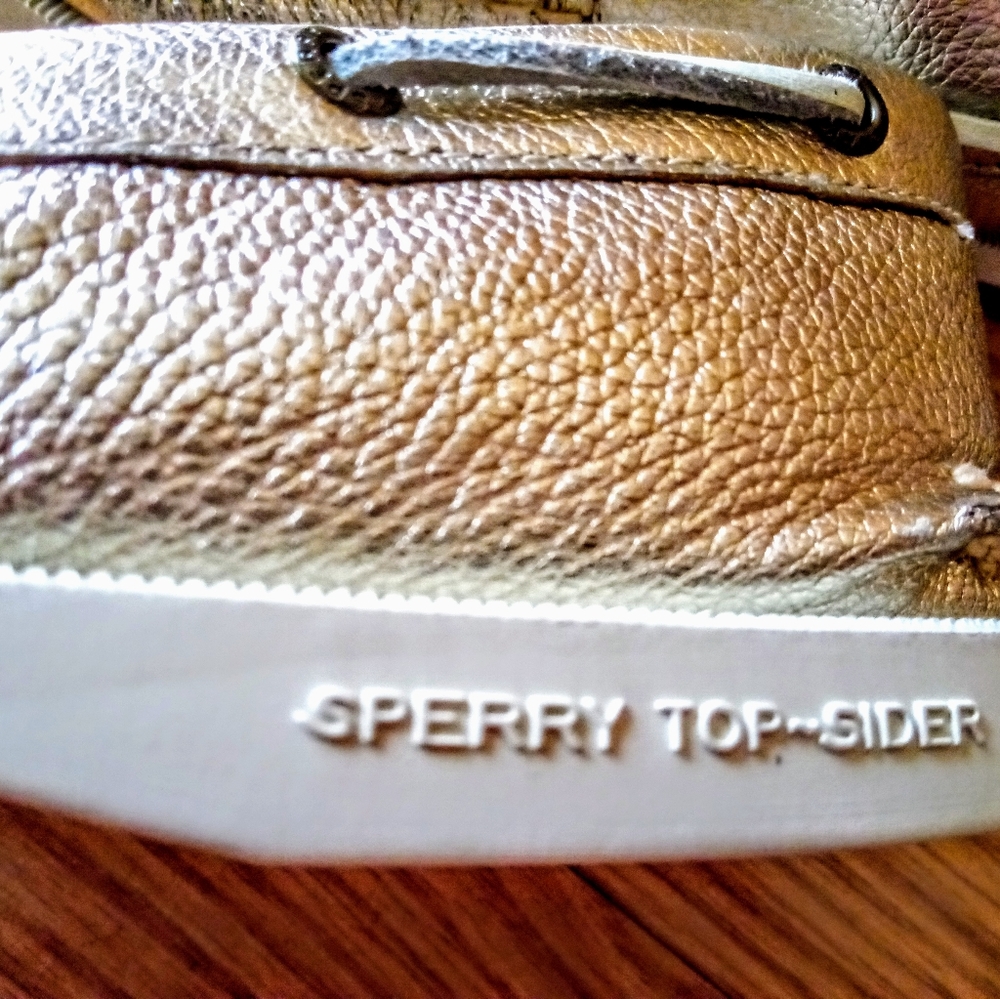 NWT Sperry women's top sider boat shoes gold 11 12 - Picture 9 of 11